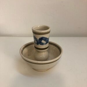 Vintage Jamestown 1607. Handcrafted Ceramic Candle Holder in Cream